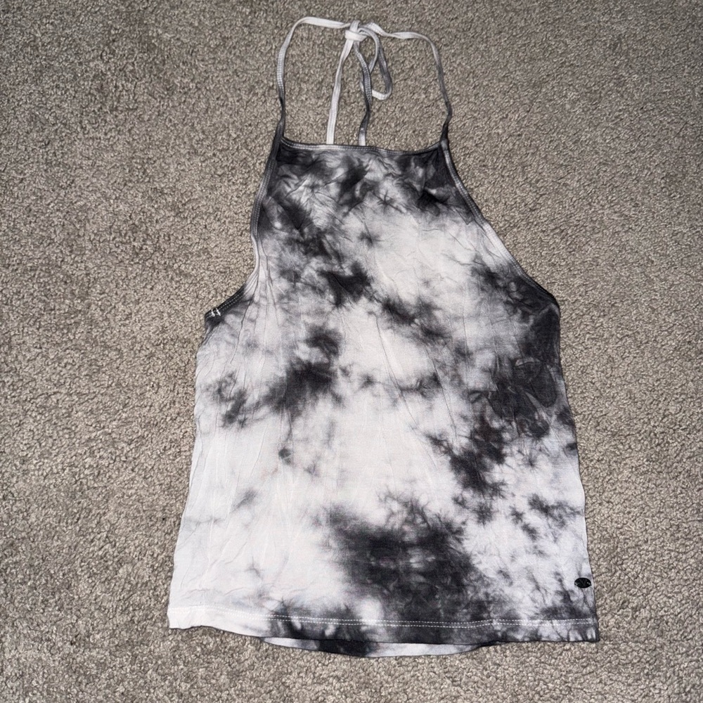 American Eagle Outfitters Black and White Tie Front Backless Tank Top